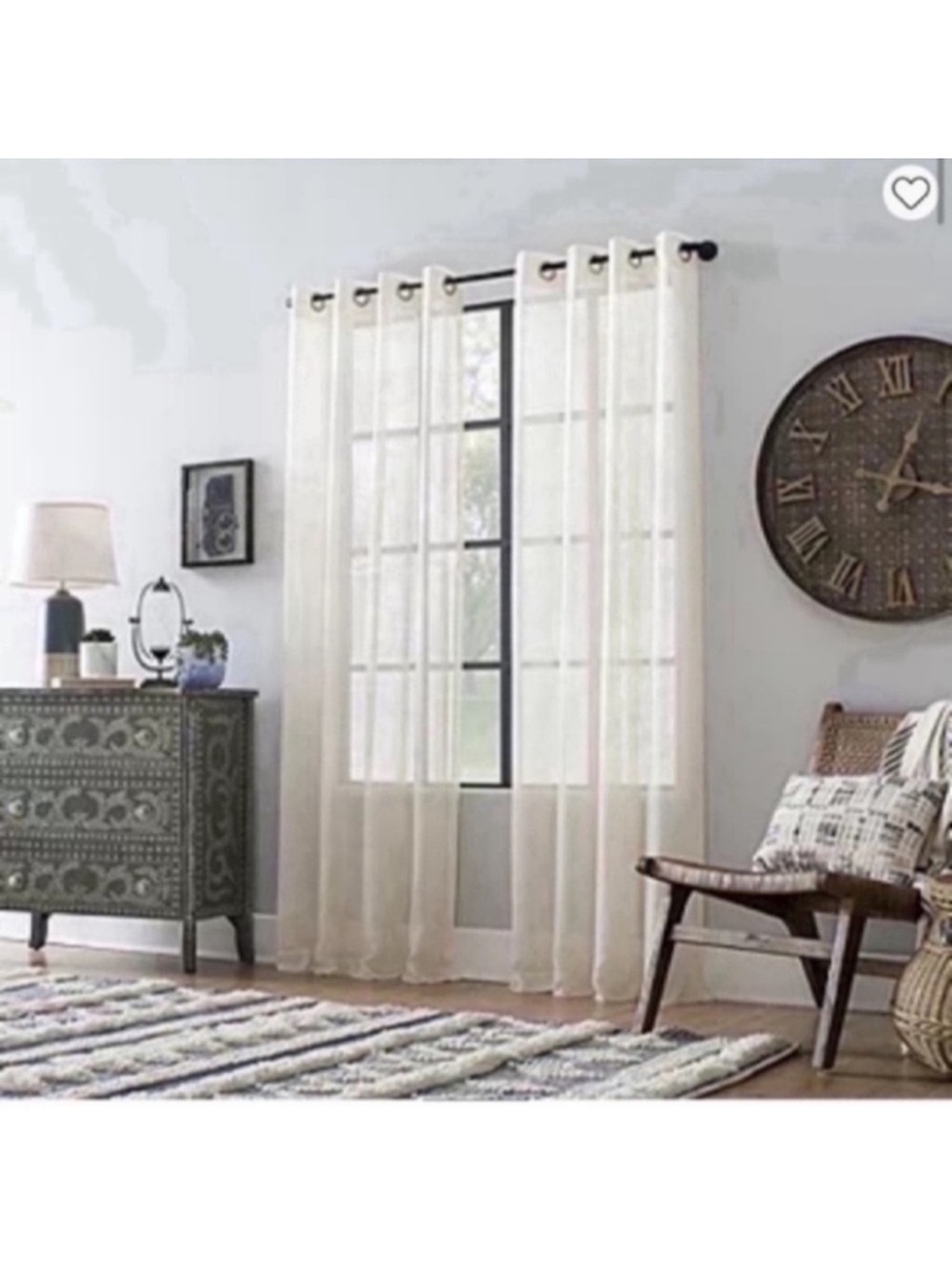 Set of 2 JC Penney Textured Sheer Grommet Top Single Curtain Panels